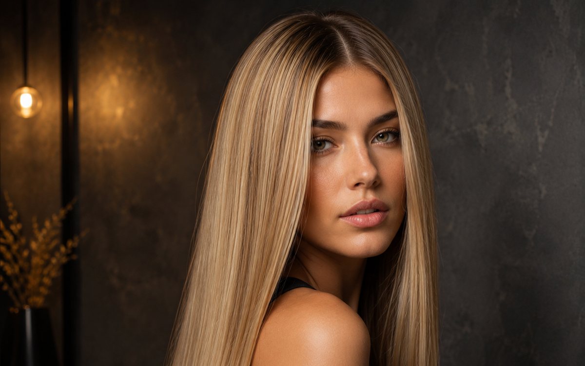 Corte y arquitectura del cabello en ORIGEN Hair Studio, melena rubia con acabado liso